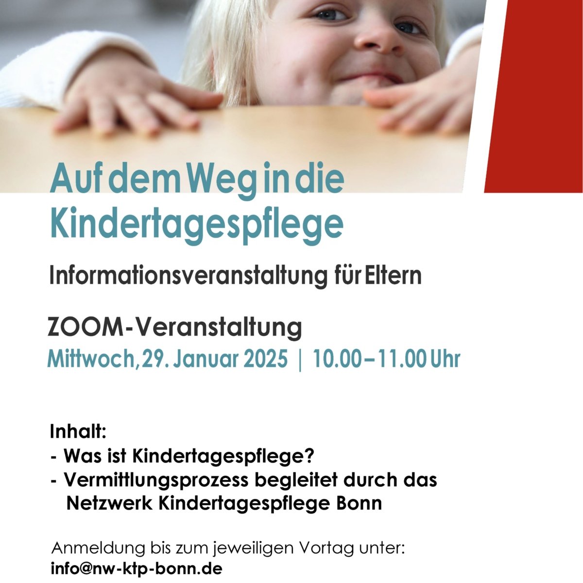 Elterninfoveranstaltung Auf dem Weg in die Kindertagespflege